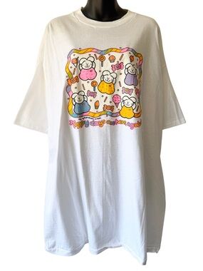 Taj of Honolulu Clubhouse Colorful Graphic T Shirt Womens XXL Bunny Cartoon